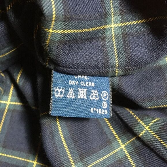 Ralph Lauren Navy Blue Multi Brushed Cotton Check Plaid Ruffle Pleat Blouse - Picture 16 of 16